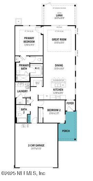 2D floor plan layout of this home in RiverTown - WaterSong, St. Johns, FL (Image 3).