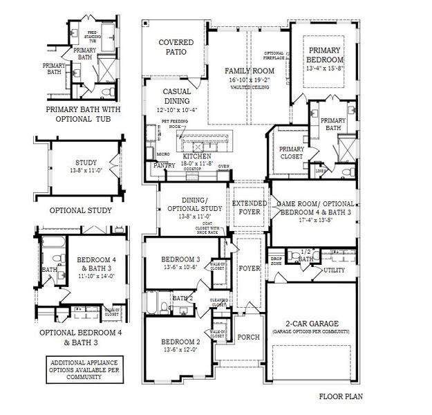 2D floor plan layout for the Marbella 60/65’s by Chesmar Homes in Prominence – Now Selling, San Antonio, TX (Image 3).