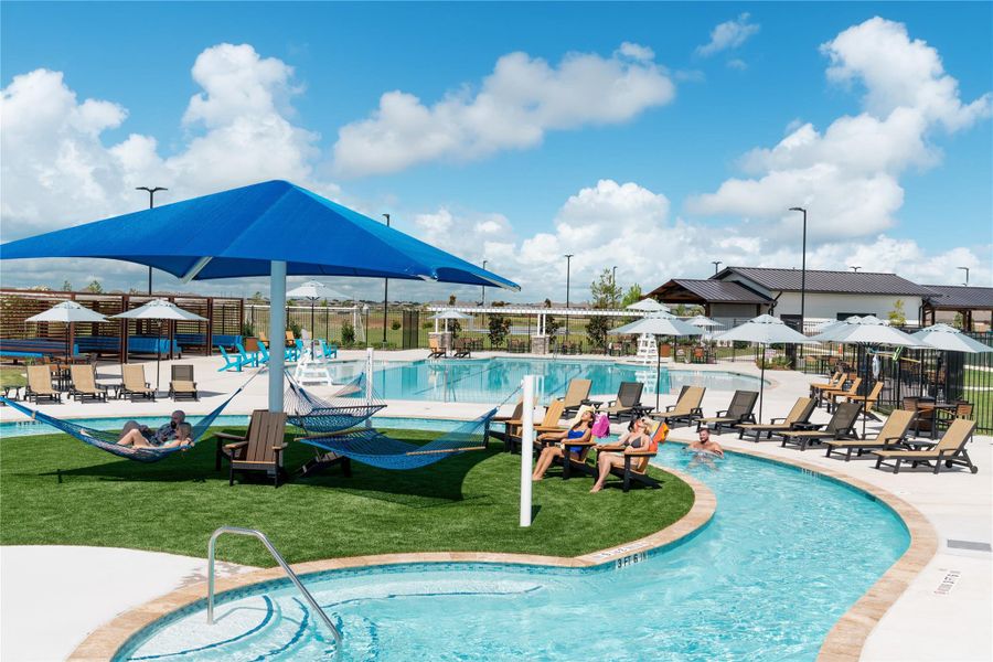 This resort-style pool comes fitted with a lazy river and a water park!