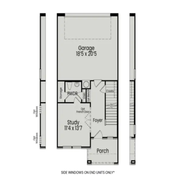 2D floor plan layout for the The Mitchell Exterior by Davidson Homes LLC in Camden Park, Knightdale, NC (Image 1).