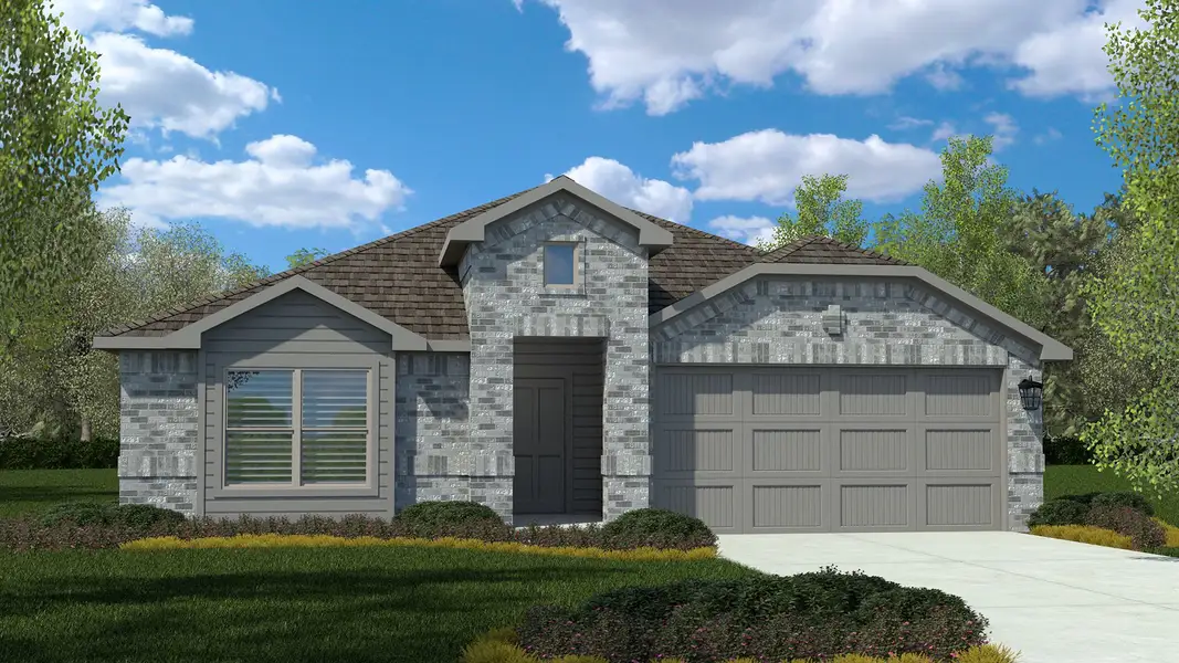 Front exterior of a new home in The Hills at Reunion, Newark, TX, highlighting curb appeal (Image 1). Front exterior of a new home in The Hills at Reunion, Newark, TX, highlighting curb appeal (Image 1).