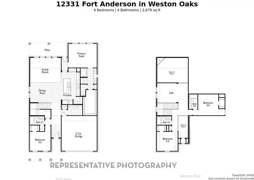 2D floor plan layout of this home in Weston Oaks, San Antonio, TX (Image 4).