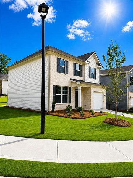 Front exterior of a new home in Sherwood Manor, College Park, GA, highlighting curb appeal (Image 2). Front exterior of a new home in Sherwood Manor, College Park, GA, highlighting curb appeal (Image 2).
