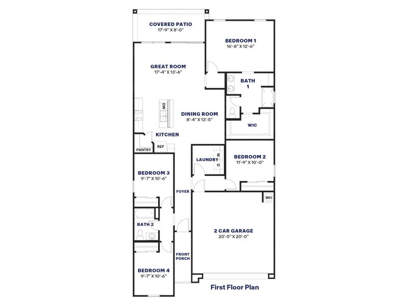 2D floor plan layout for the Easton by D.R. Horton in Quail Ranch, San Tan Valley, AZ (Image 5).