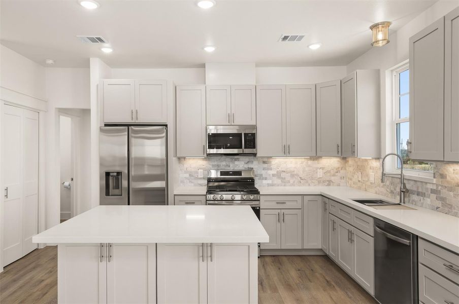 A second view of the kitchen