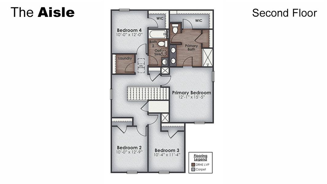 2D floor plan layout of this home in Indigo Preserve, Leland, NC (Image 4).