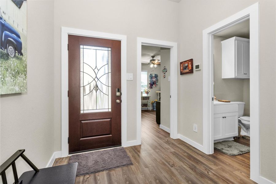 Had to get a close up for you of this gorgeous front door that the owner had installed. This is one of many upgrades. Had to get a close up for you of this gorgeous front door that the owner had installed. This is one of many upgrades.