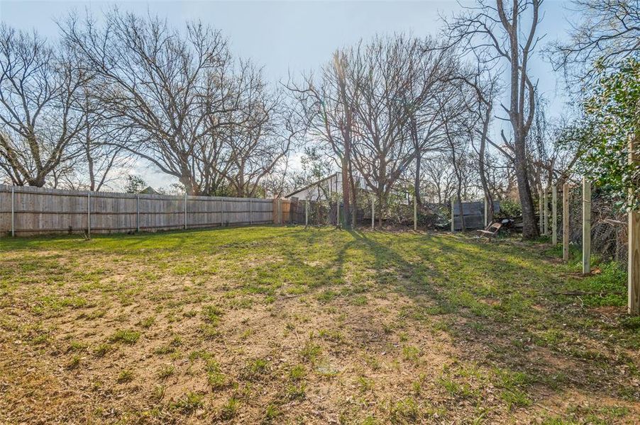 View of yard featuring a fenced backyard