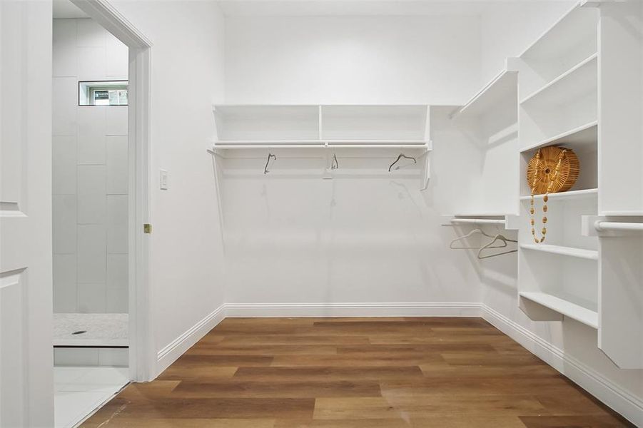 Walk in closet featuring wood-type flooring