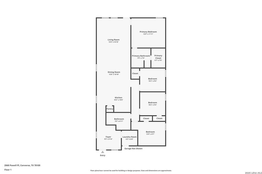 2D floor plan layout of this home in Randolph Crossing, Converse, TX (Image 3).