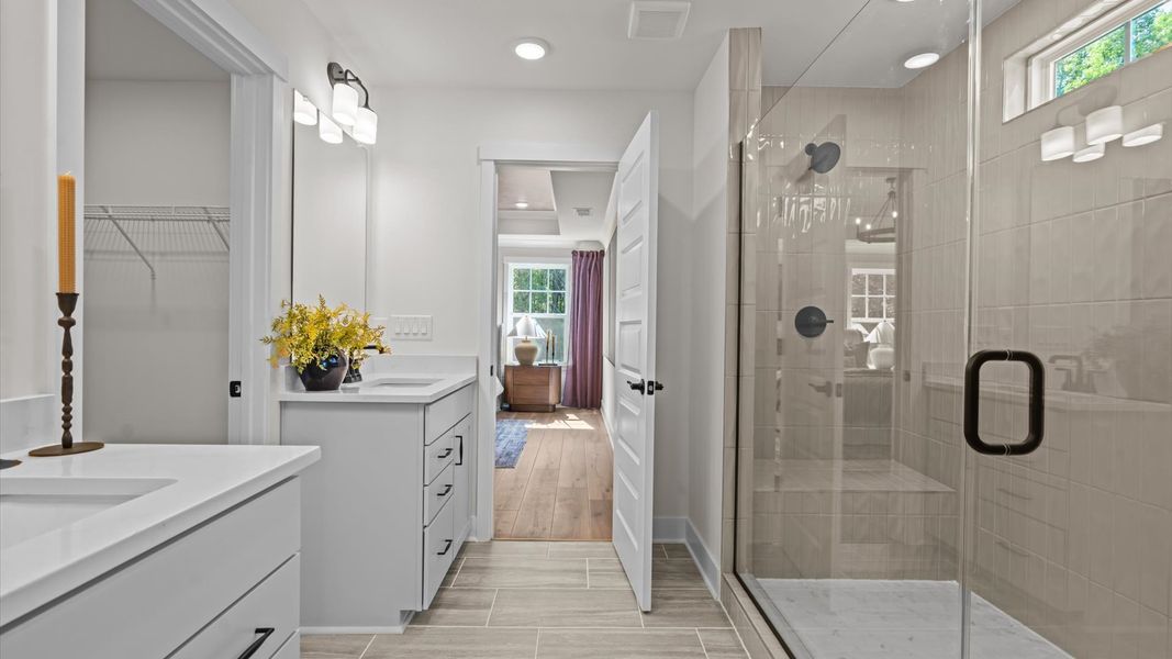 The Beramont Plan by DRB Homes in Farms at Bellingham, Mooresville NC - Primary Bathroom The Beramont Plan by DRB Homes in Farms at Bellingham, Mooresville NC - Primary Bathroom