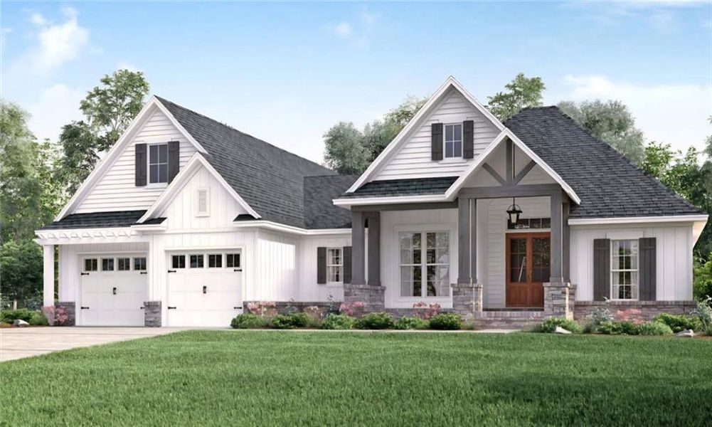 Front exterior of a new home in , Hartwell, GA, highlighting curb appeal (Image 12).