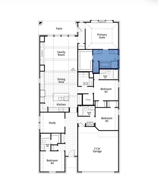 2D floor plan layout for the Hampton by Highland Homes in Ridgeline, McKinney, TX (Image 4). 2D floor plan layout for the Hampton by Highland Homes in Ridgeline, McKinney, TX (Image 4).