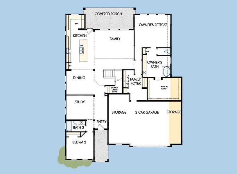 2D floor plan layout for the The Hart by David Weekley Homes in Sundance Cove Lakeside - Overlook View Collection, Crosby, TX (Image 6).