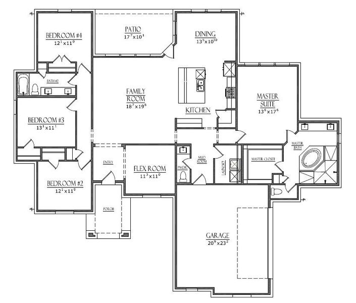2D floor plan layout for the The Curran by Doug Parr Custom Homes in Kessler Farms, Brock, TX (Image 3). 2D floor plan layout for the The Curran by Doug Parr Custom Homes in Kessler Farms, Brock, TX (Image 3).