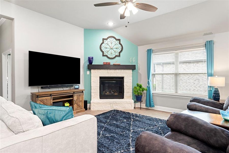 Lovely fireplace to gather 'round when it gets chilly.