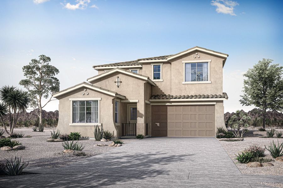 Representative exterior photo of a completed home built from the Tawny by Mattamy Homes in Empire Pointe, Queen Creek, AZ (Image 22).