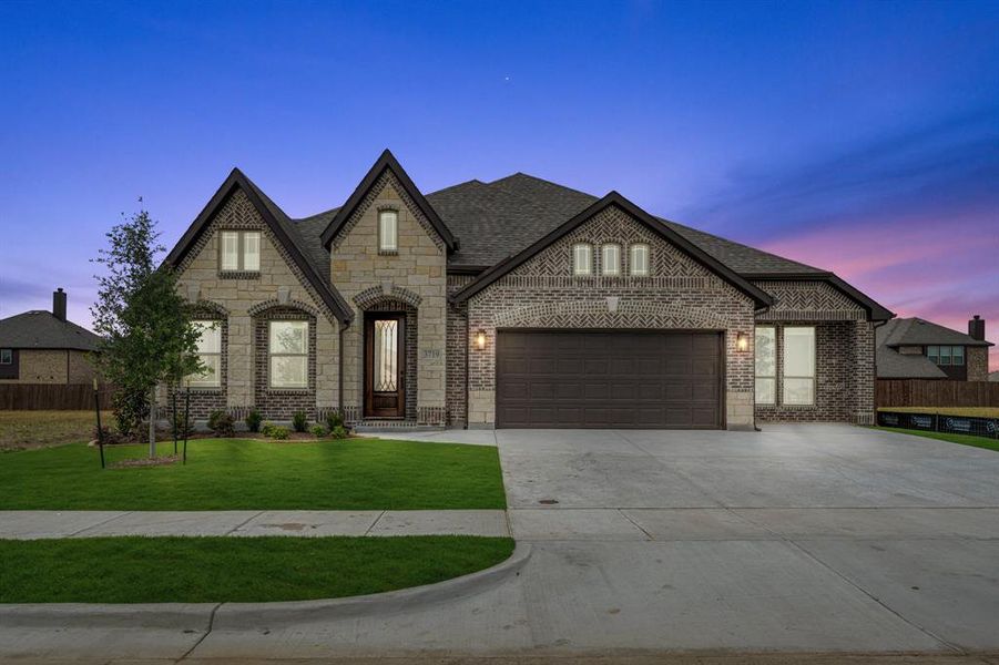 Front exterior of a new home in Georgetown at Kings Fort 60s, Kaufman, TX, highlighting curb appeal (Image 24).