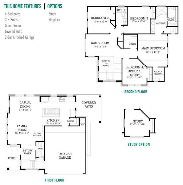 2D floor plan layout of this home in Jordan Ranch, Fulshear, TX (Image 5).