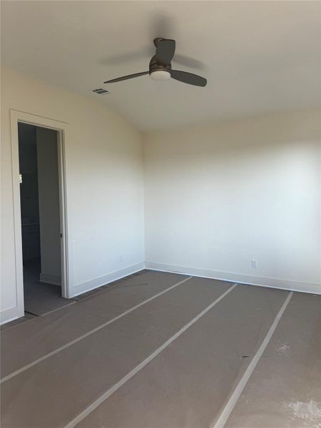 Unfurnished bedroom featuring a ceiling fan and baseboards Unfurnished bedroom featuring a ceiling fan and baseboards