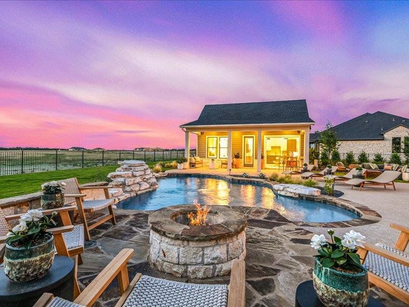 Firepit Patio to Casita View (Twilight) Firepit Patio to Casita View (Twilight)