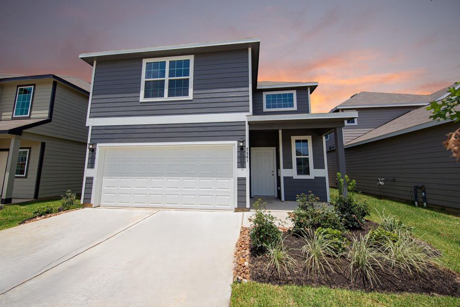 Front exterior of a new home in Cliffstone Hills, Conroe, TX, highlighting curb appeal (Image 12). Front exterior of a new home in Cliffstone Hills, Conroe, TX, highlighting curb appeal (Image 12).