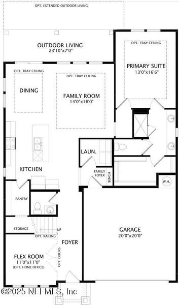 2D floor plan layout of this home in Landing at Olde Florida, St. Augustine, FL (Image 2).