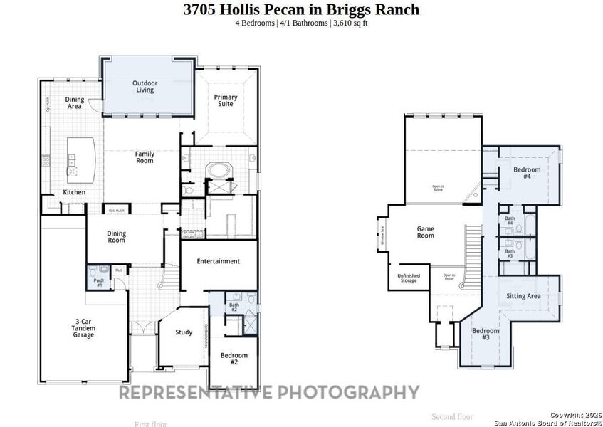 2D floor plan layout of this home in Briggs Ranch, San Antonio, TX (Image 3).