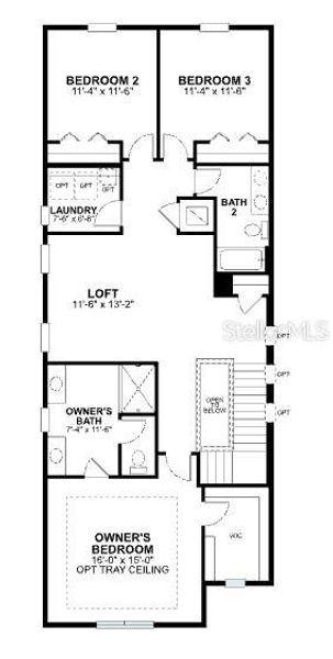 2D floor plan layout of this home in Lake Star at Ovation, Winter Garden, FL (Image 3).