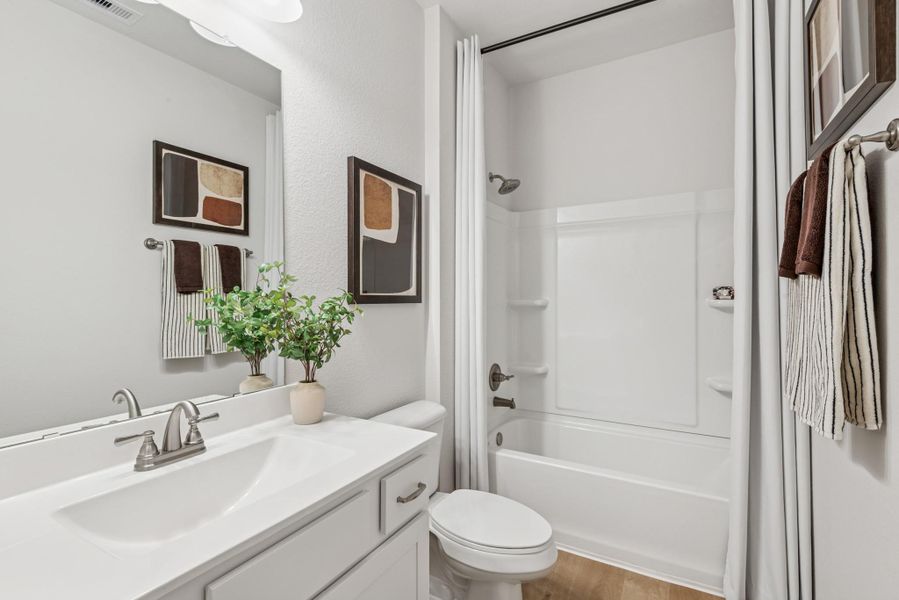 Secondary Bathroom. Staged model home shown for illustration only; actual features, colors, and upgrades may vary.