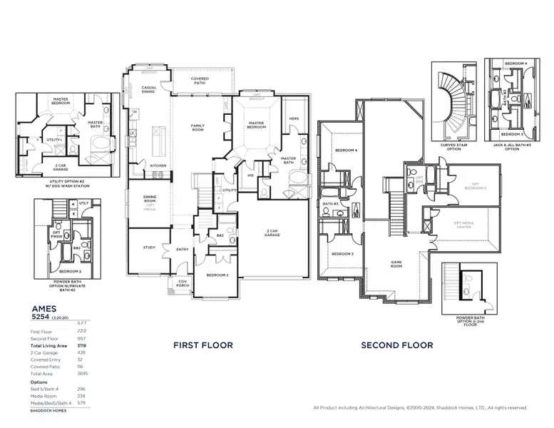2D floor plan layout for the Ames - SH 5254 by Shaddock Homes in Estates at Rockhill, Frisco, TX (Image 5). 2D floor plan layout for the Ames - SH 5254 by Shaddock Homes in Estates at Rockhill, Frisco, TX (Image 5).