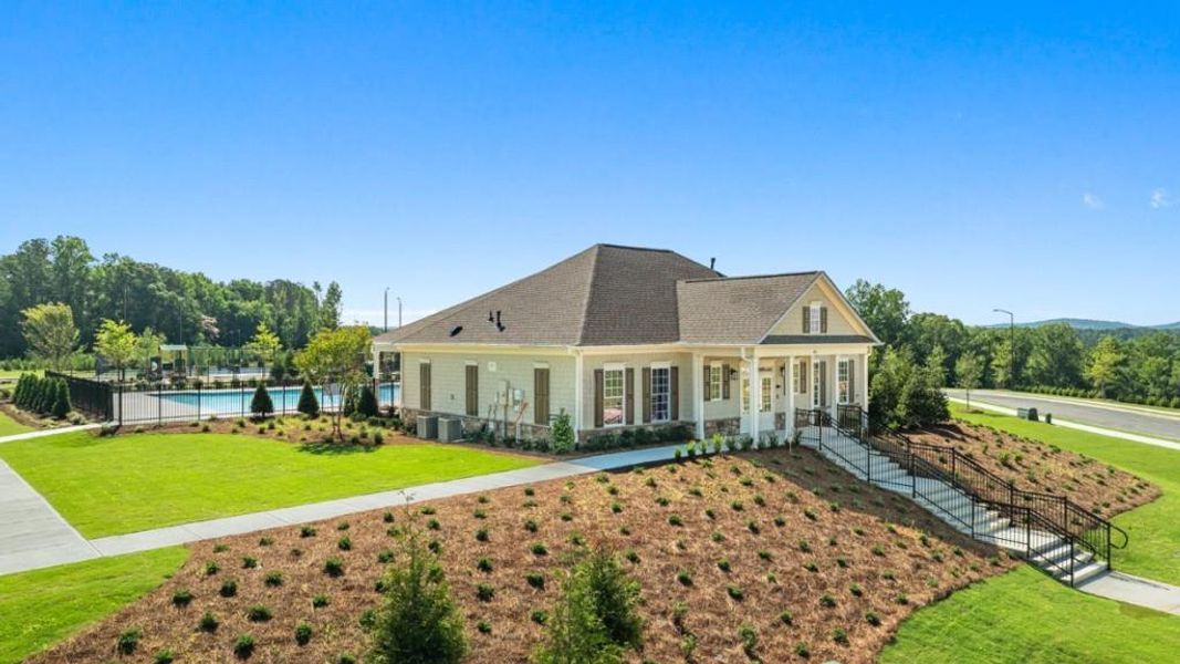 Front exterior of a new home in Sheffield Highlands, Dallas, GA, highlighting curb appeal (Image 2). Front exterior of a new home in Sheffield Highlands, Dallas, GA, highlighting curb appeal (Image 2).