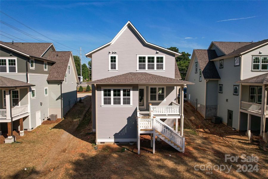 Rear Elevation w/covered porch & custom railing