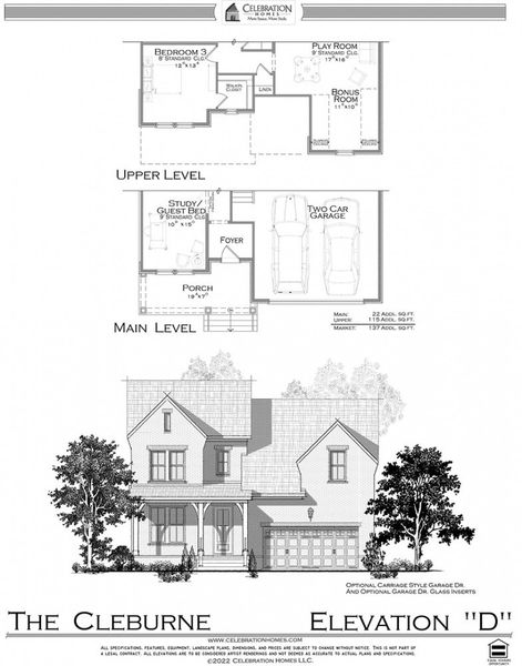 Representative rendering of the exterior for the Cleburne by Celebration Homes (Image 2).
