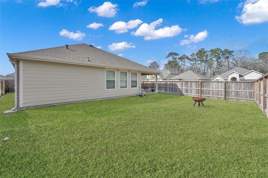 Fully fenced backyard