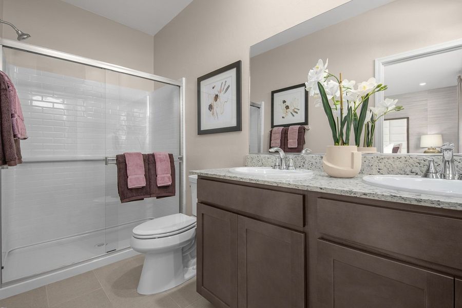 Dual-sink vanity at primary bath Dual-sink vanity at primary bath