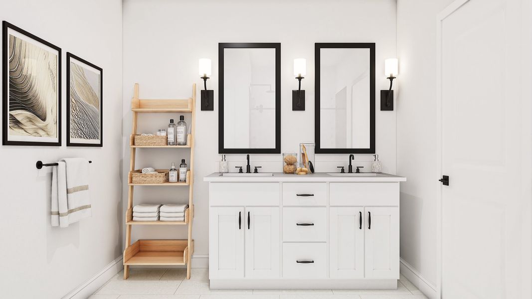 Primary bath with dual sinks