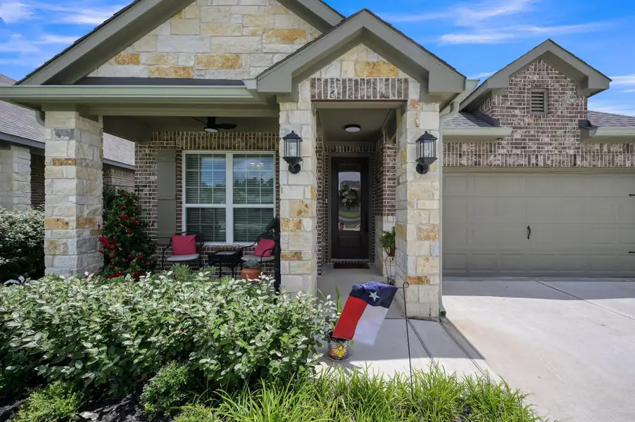 Relax on the covered front porch and enjoy peaceful sunset views overlooking the community’s fishable lake just across the street. Relax on the covered front porch and enjoy peaceful sunset views overlooking the community’s fishable lake just across the street.