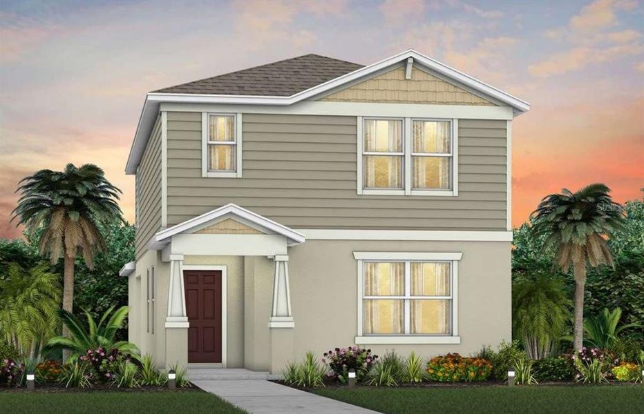 Exterior Design. Artistic rendering for this new construction home. Pictures are for illustrative purposes only. Elevations, colors and options may vary.