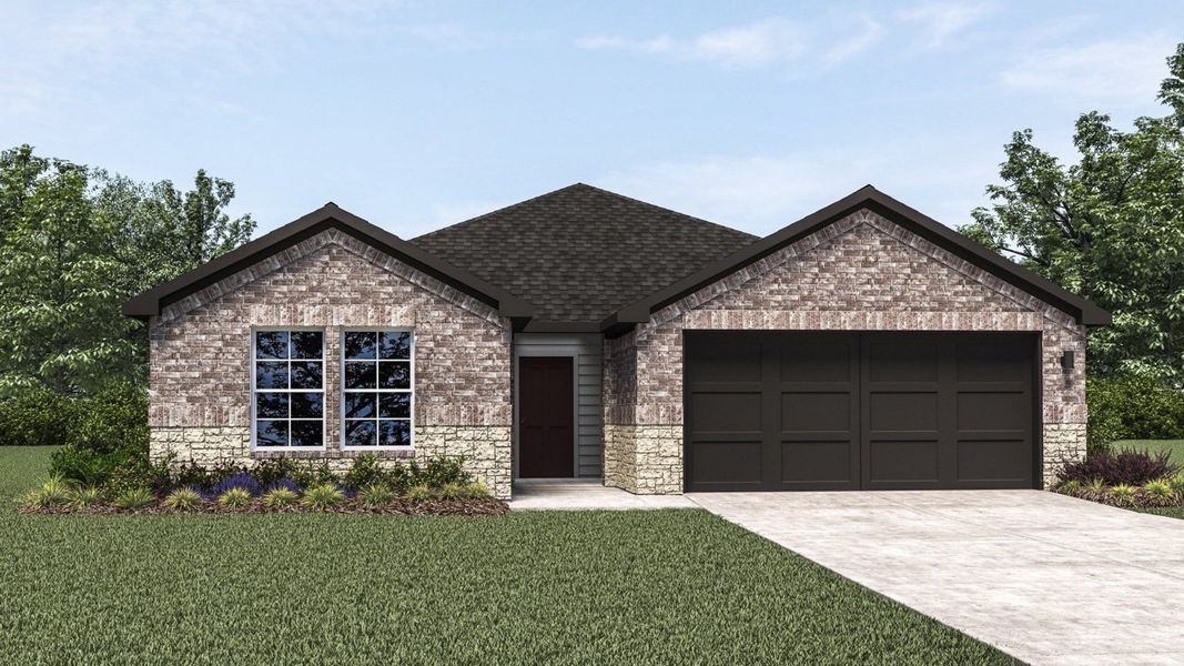 Front exterior of a new home in Bluff Springs, Ferris, TX, highlighting curb appeal (Image 1). Front exterior of a new home in Bluff Springs, Ferris, TX, highlighting curb appeal (Image 1).