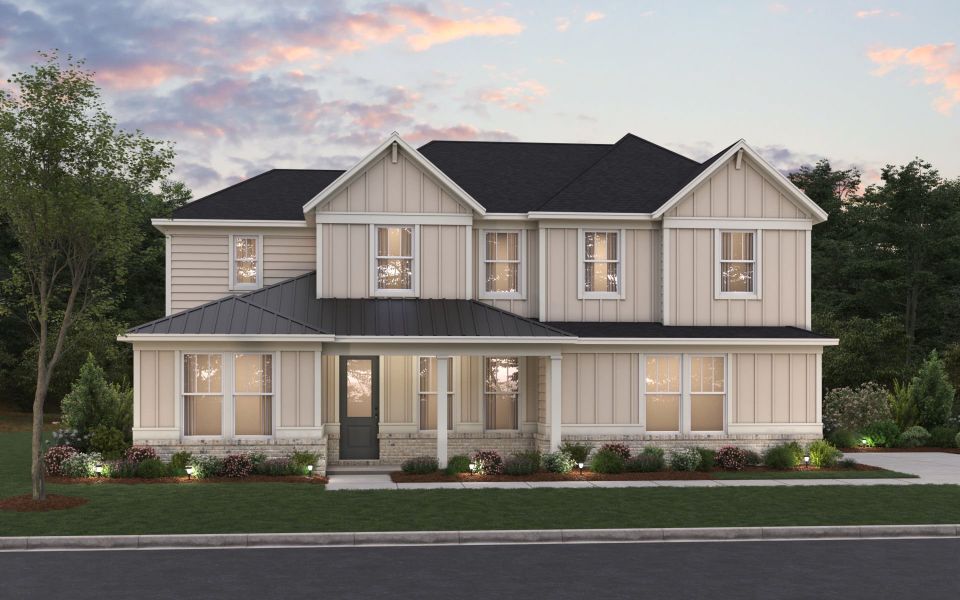 Representative exterior photo of a completed home built from the Newlyn by Pulte Homes in Windsor Court, Fayetteville, GA (Image 11).