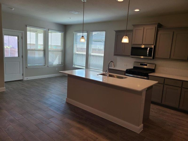 Kitchen & Dining facing Living