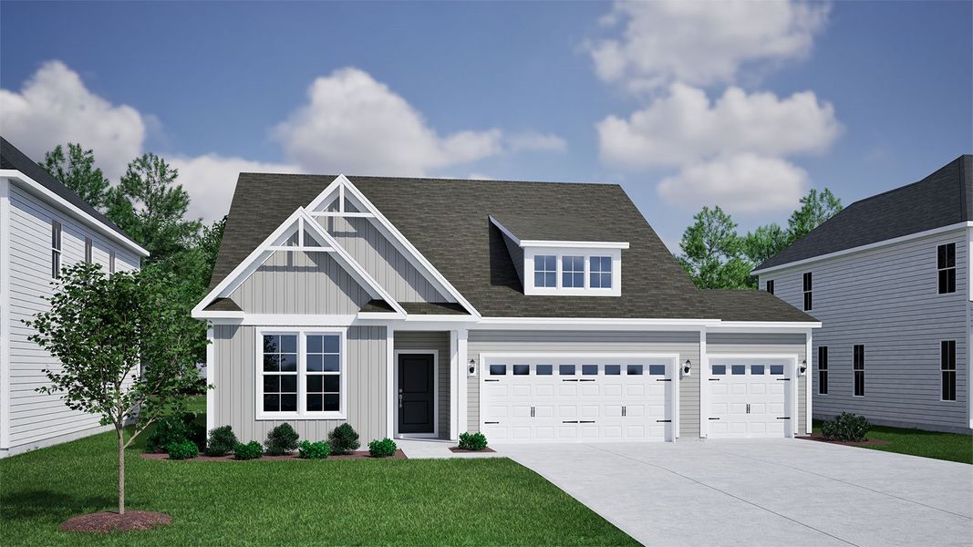 Representative exterior photo of a completed home built from the Davis - Vanguard Collection by Mungo Homes in Ovation at Sweetbrier, Durham, NC (Image 2).