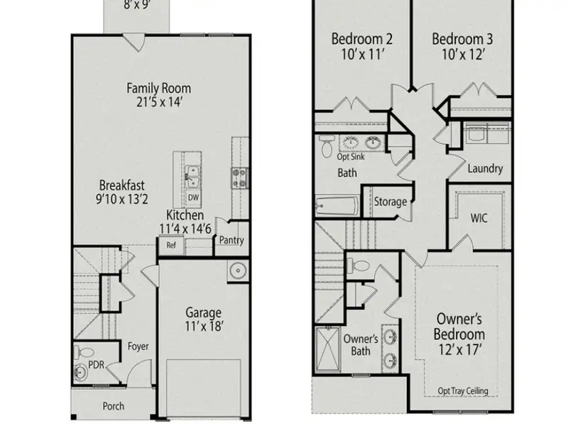 2D floor plan layout of this home in Gregory Village Townhomes, Lillington, NC (Image 3).