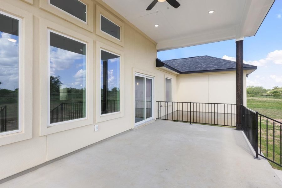 Balcony featuring ceiling fan Balcony featuring ceiling fan