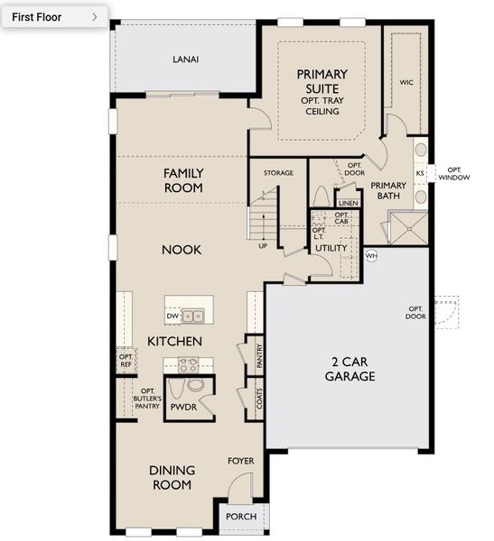 2D floor plan layout for the Tuttle by Ashton Woods in Oakfield Trails Signature, Parrish, FL (Image 4).