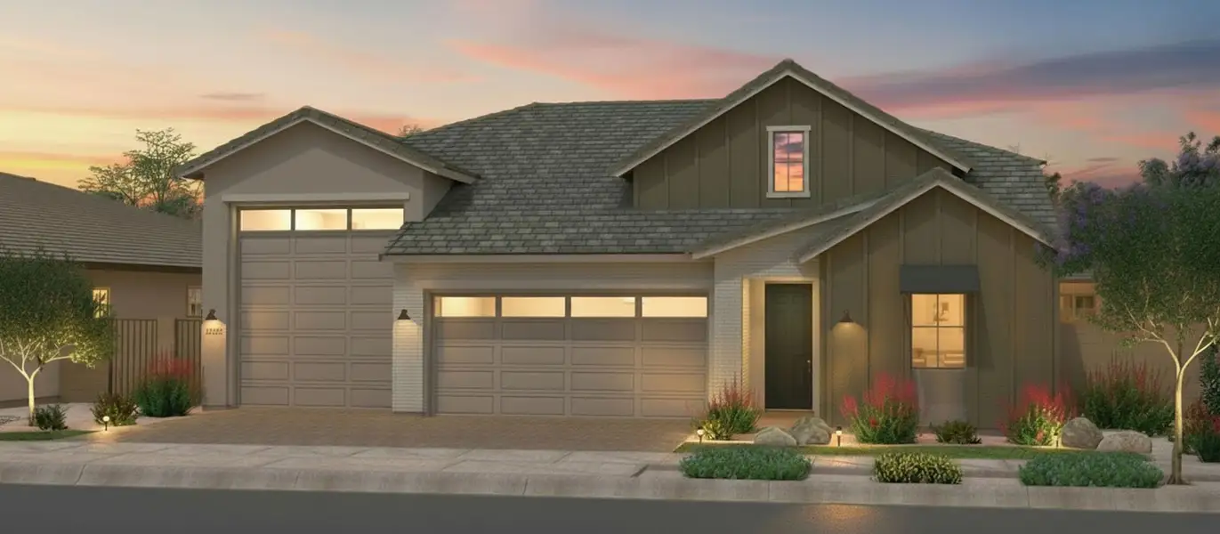 Representative exterior photo of a completed home built from the Tide's Wharf by Fulton Homes in Sonoma Coast, Queen Creek, AZ (Image 1). Representative exterior photo of a completed home built from the Tide's Wharf by Fulton Homes in Sonoma Coast, Queen Creek, AZ (Image 1).