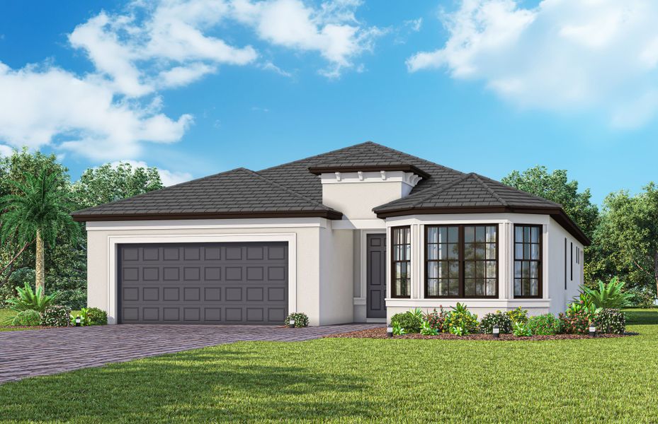 Representative exterior photo of a completed home built from the Prosperity by Del Webb in Del Webb Naples, Ave Maria, FL (Image 18). Representative exterior photo of a completed home built from the Prosperity by Del Webb in Del Webb Naples, Ave Maria, FL (Image 18).