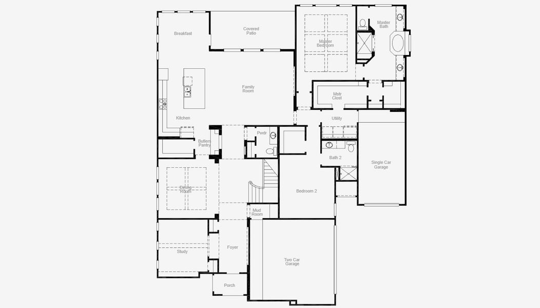 2D floor plan layout for the Marietta by Coventry Homes in Pecan Square 100', Northlake, TX (Image 3).