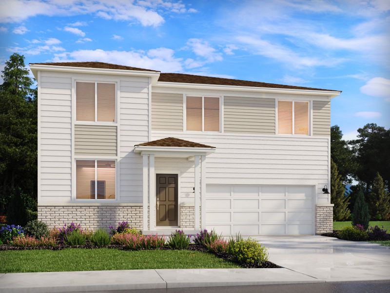 Front exterior of a home in the Meridian Ranch community, located in Peyton, CO (Image 11).